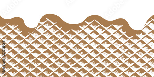 Fotografie Wrought iron fence and gate with gold pattern seamless geometric metal texture w