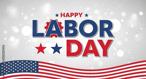Labor day 250 years anniversary patriotic american holiday banner with stars and stripes
