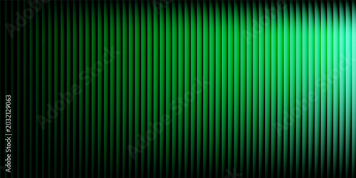 Abstract green vector background with vertical lines creating a gradient effect, transitioning from dark to light shades, offering a modern design element.