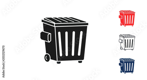 Foto Black Garbage Bin Icon with Color Variations