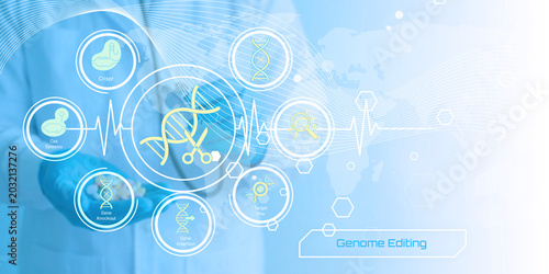 Canvastavla Modern scientific illustration depicting various aspects of genome editing techn
