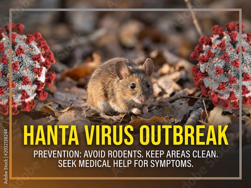 Hanta virus outbreak prevention and symptoms awareness with rodent and virus particles in nature environment
