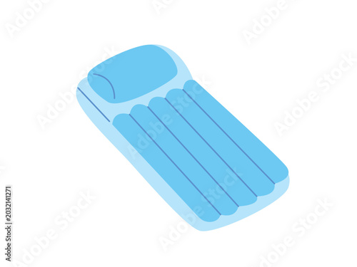 Bild auf Leinwand Flat illustration of a blue inflatable air mattress on white background