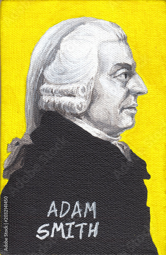 Canvas Print Illustrated portrait of Adam Smith, father of modern economics