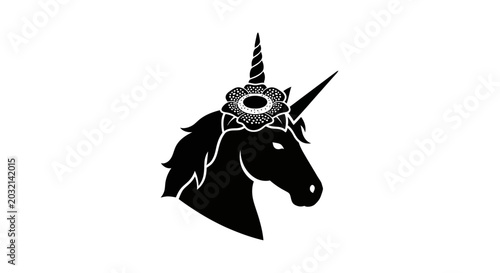 Majestic Unicorn Head with Ornate Crown and Spiraled Horn.