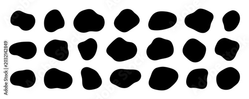 Fotografie A collection of twenty five black rounded shapes