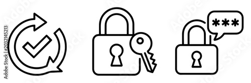 Cuadro en lienzo lock security line icon set