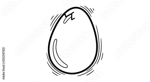 Bild auf Leinwand Hand-drawn egg sketch, simple doodle, organic shape, isolated on white backgroun