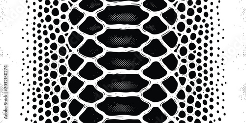 Tablou pe pânză Black and white snake skin pattern texture with repeating reptile scales Vector,