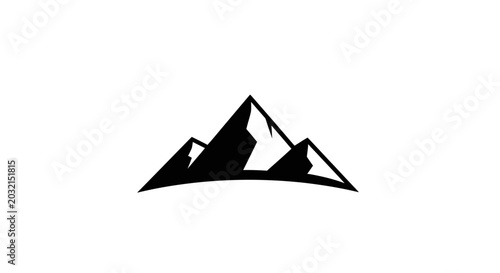 Minimalist black mountain range silhouette on a white background.