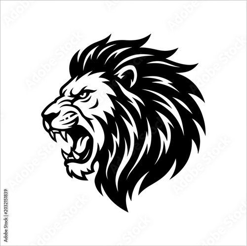 Roaring Lion Head Mascot Vector Illustration.