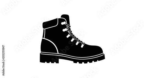 Rugged hiking boot silhouette for outdoor adventures.