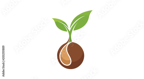 Seedling sprouting with green leaves symbolizing growth and new life.