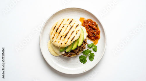 delicious plate of venezuela food on white isolated background