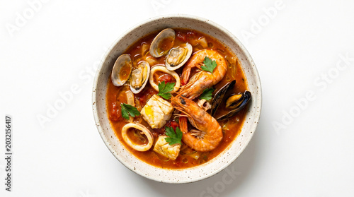 delicious plate of food on white isolated background