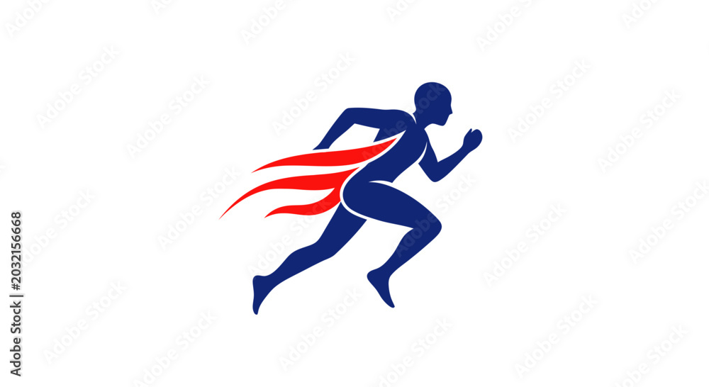 Obraz premium Running Man with Red Cape.