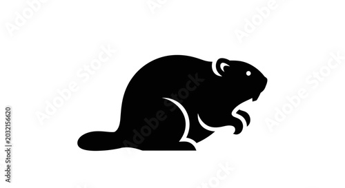 Konstfotografi Black silhouette of a beaver animal.