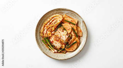 delicious plate of food on white isolated background