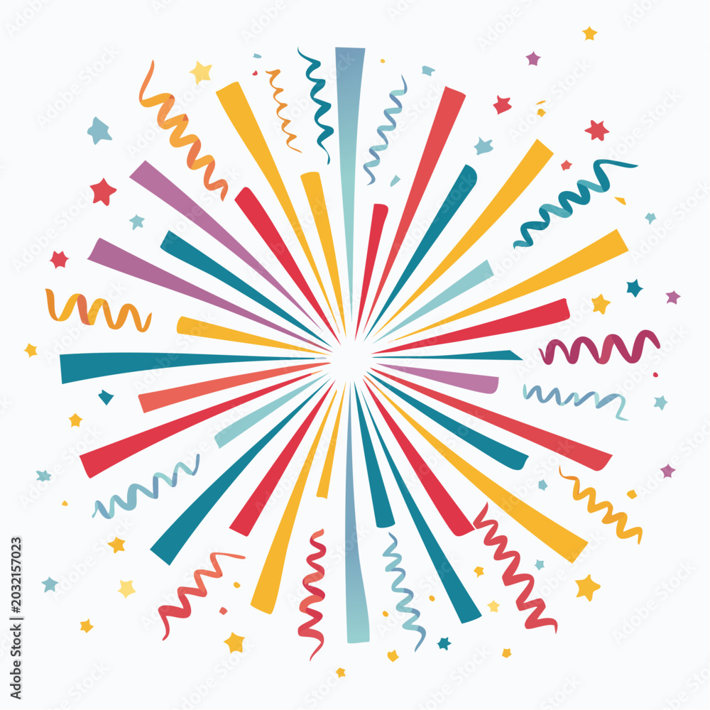 Fototapeta premium Colorful Burst of Confetti and Streamers
