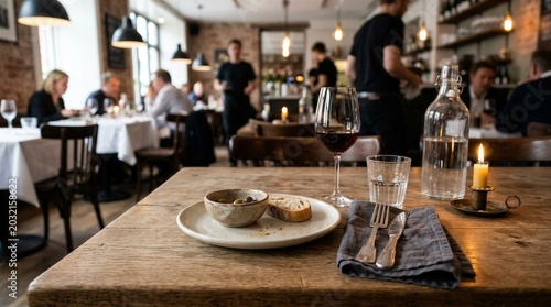 Modern Restaurant Table Setting With Warm Social Atmosphere