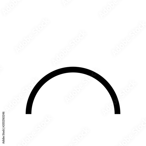 Black, curved line, semi circle, arc shape, geometric element, vector icon