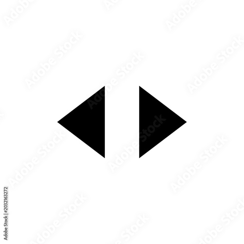 Black, geometric, triangle play pause icons, vector buttons, media controls