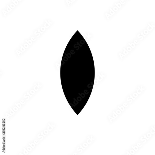 Black leaf shape, vector leaf icon, simple leaf silhouette, graphic element
