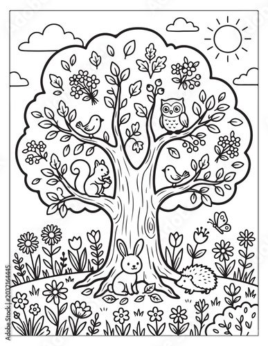 Tree And Flower Coloring Pages