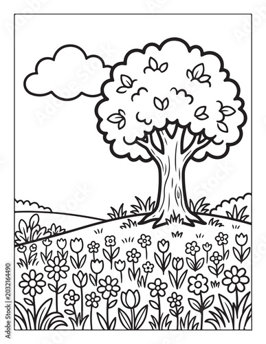Tree And Flower Coloring Pages