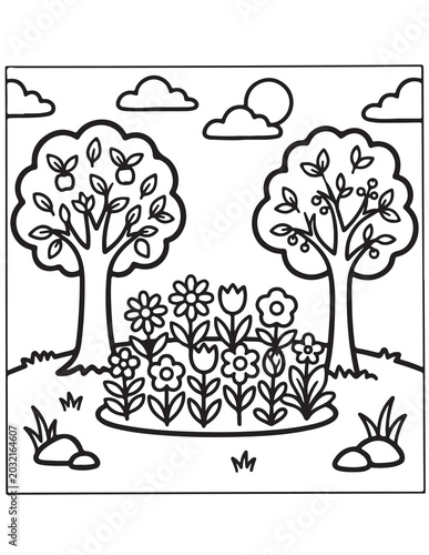 Tree And Flower Coloring Pages