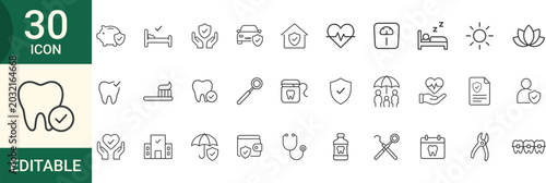 Φωτογραφία Dental care and health 30 icons set editable and customizable Vector illustration