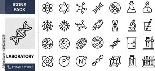 Foto Laboratory and Science Research outline icon set