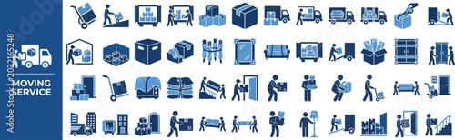 Photos Moving Service and Relocation outline icon set