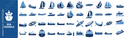 Canvastavla Sea Vessel and Boat Type solid icon set