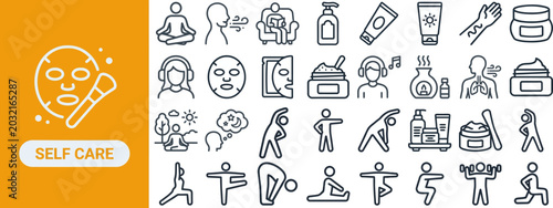 фотографія Beauty Treatment and Spa Care outline icon set