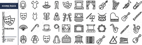 Canvas Print Theater and Performing Arts outline icon set