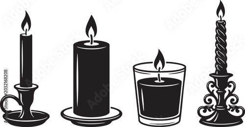 Photos Elegant black silhouette candles collection taper pillar votive and twisted cand