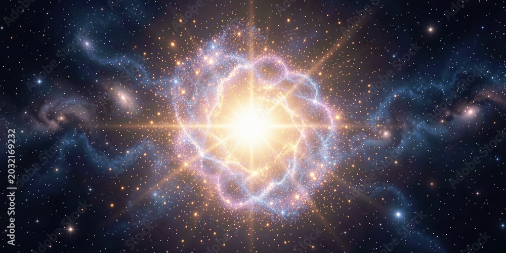 Obraz premium Stunning cosmic galaxy background with bright glowing stars and nebula in deep space.