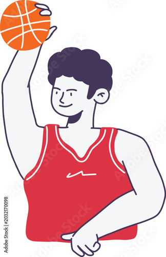 Basketball Freestyle Player Flat Illustration