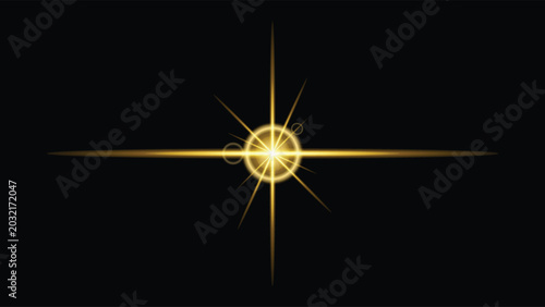 digital graphic effect commonly referred to as a gold lens flare, star burst, or sunburst light effect.