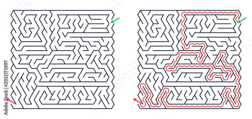 Bild auf Leinwand Triangular, 39x22, maze game set in minimalist vector style with black white and