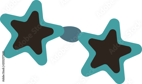 Konstfotografi A pair of playful star-shaped sunglasses in a cute flat vector style is isolated on a transparent background for party and kids themes
