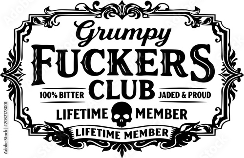 Fotografi Grumpy Fuckers Club Svg Png , Skull Biker SVG, Sarcastic Adult Humor SVG