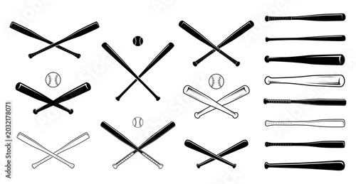 Cuadro en lienzo Baseball bat vector set