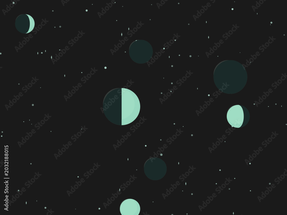Fototapeta premium Crescent Moon Scattered Celestial Pattern