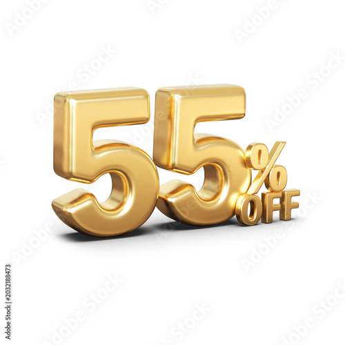 Photos A premium golden 55 percent off discount icon with a shiny 3D metallic effect