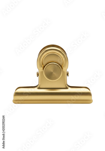 Gold clip paper holder isolated on white background