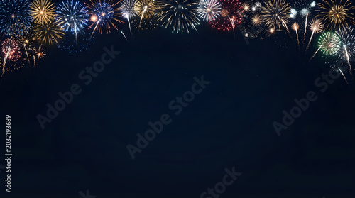 Stunning fireworks display on a dark night sky background