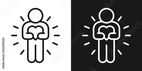Mental Wellness Icon In Black And White Line Style