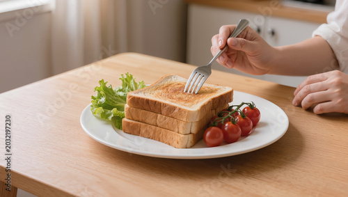 Fresh Grilled Sandwich with Tomatoes and Lettuce Ready to Eat